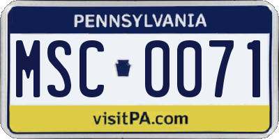 PA license plate MSC0071