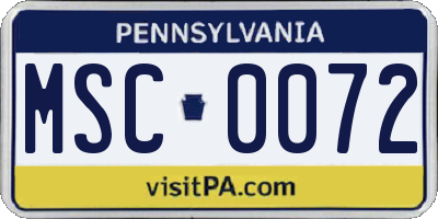 PA license plate MSC0072