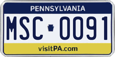 PA license plate MSC0091