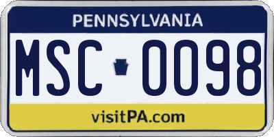 PA license plate MSC0098