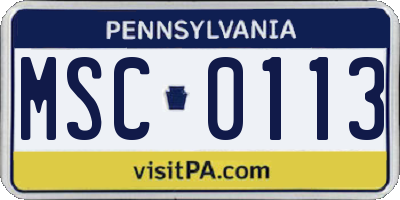 PA license plate MSC0113