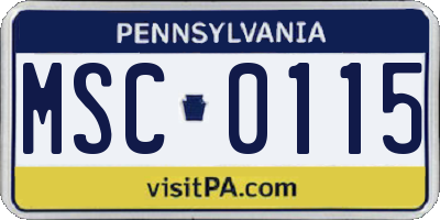 PA license plate MSC0115