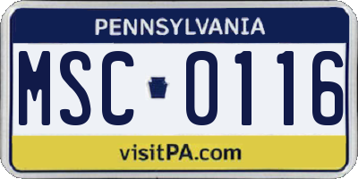 PA license plate MSC0116