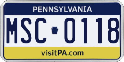 PA license plate MSC0118