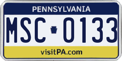 PA license plate MSC0133