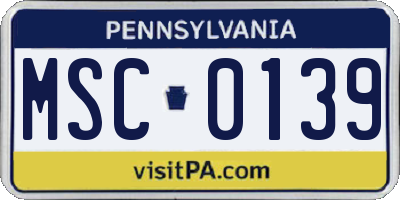 PA license plate MSC0139