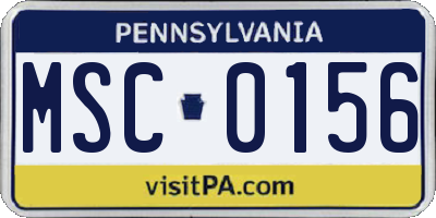 PA license plate MSC0156