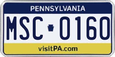 PA license plate MSC0160