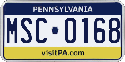 PA license plate MSC0168
