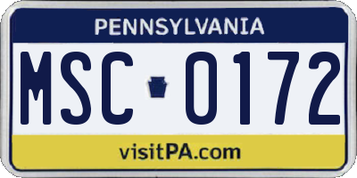 PA license plate MSC0172