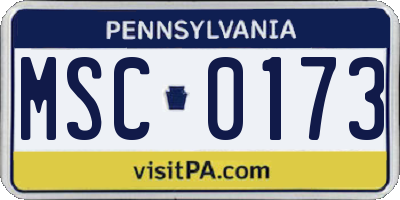 PA license plate MSC0173