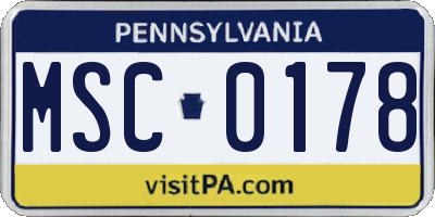 PA license plate MSC0178
