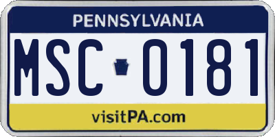 PA license plate MSC0181