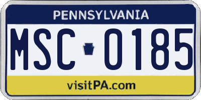 PA license plate MSC0185