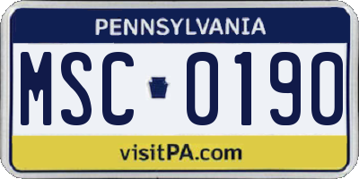 PA license plate MSC0190