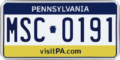PA license plate MSC0191