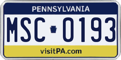 PA license plate MSC0193