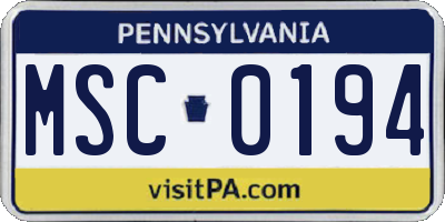 PA license plate MSC0194