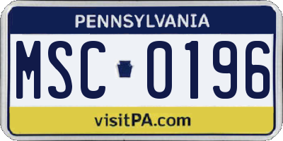 PA license plate MSC0196