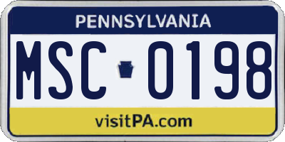 PA license plate MSC0198