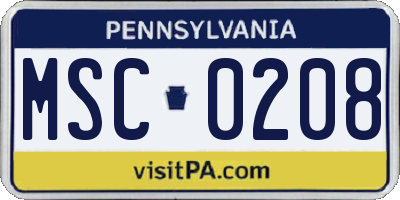 PA license plate MSC0208