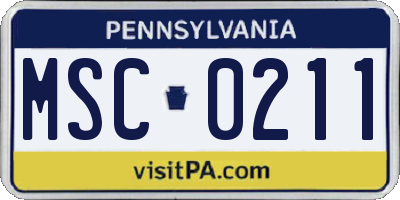 PA license plate MSC0211