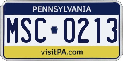 PA license plate MSC0213