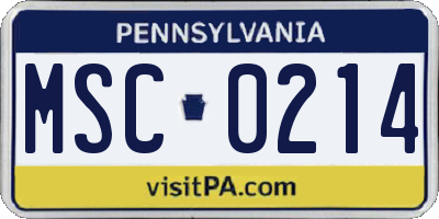 PA license plate MSC0214