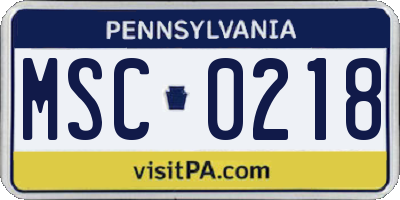 PA license plate MSC0218