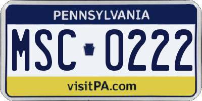 PA license plate MSC0222