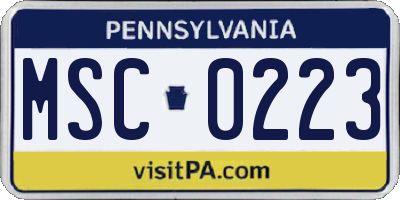 PA license plate MSC0223
