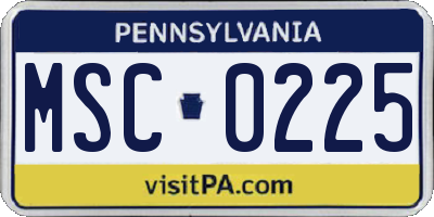 PA license plate MSC0225
