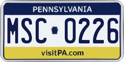 PA license plate MSC0226