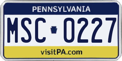 PA license plate MSC0227