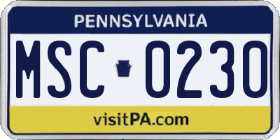 PA license plate MSC0230