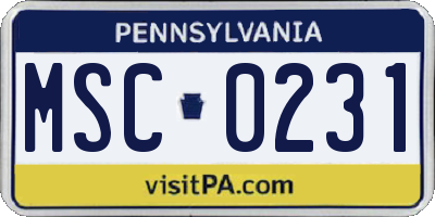 PA license plate MSC0231