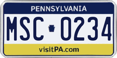 PA license plate MSC0234