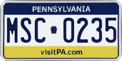 PA license plate MSC0235