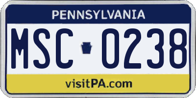 PA license plate MSC0238
