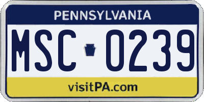 PA license plate MSC0239