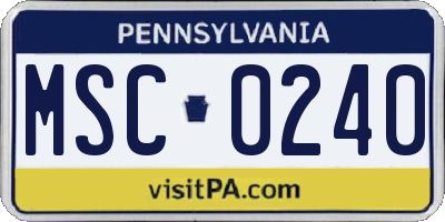 PA license plate MSC0240