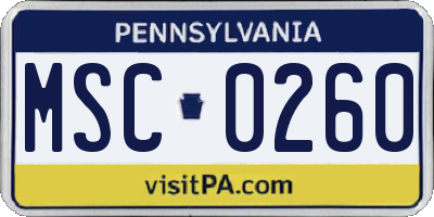 PA license plate MSC0260