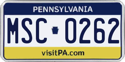 PA license plate MSC0262