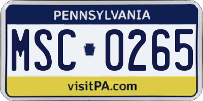 PA license plate MSC0265