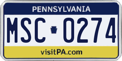 PA license plate MSC0274