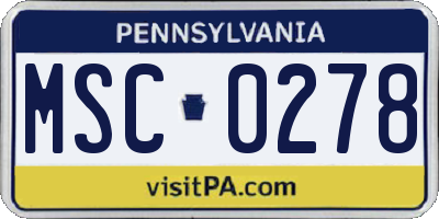 PA license plate MSC0278