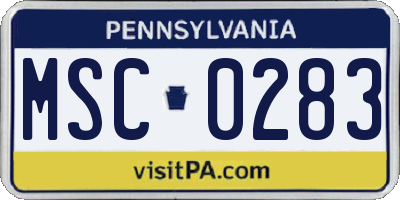 PA license plate MSC0283