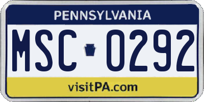 PA license plate MSC0292
