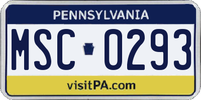 PA license plate MSC0293