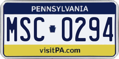 PA license plate MSC0294